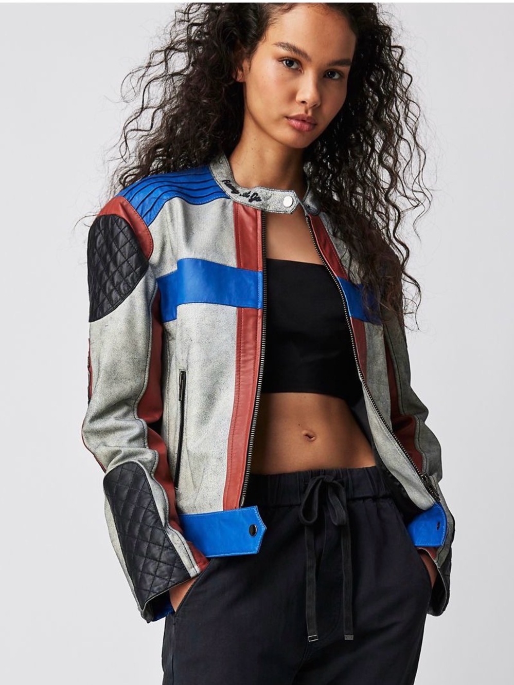 Free People Muubaa Racing Moto Sheepskin Leather Jacket Size Large (US 8) NWT